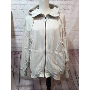 Free People FP Movement All Your Love Hoodie Sweatshirt Womens S Tan Full Zip